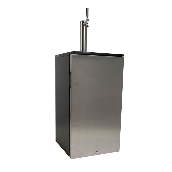 EdgeStar 3.2 Cubic Feet Silver Single Tap 5 Gal Keg Freestanding Kegerator with Door Lock and